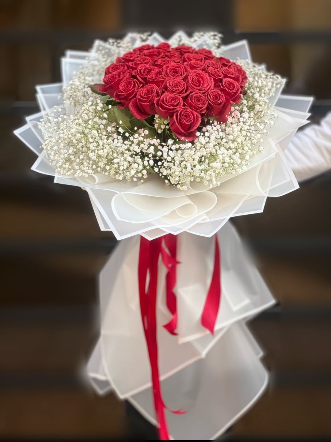 دسته گل طبیعی ۳۰شاخه رز هلندی (کد D1009)